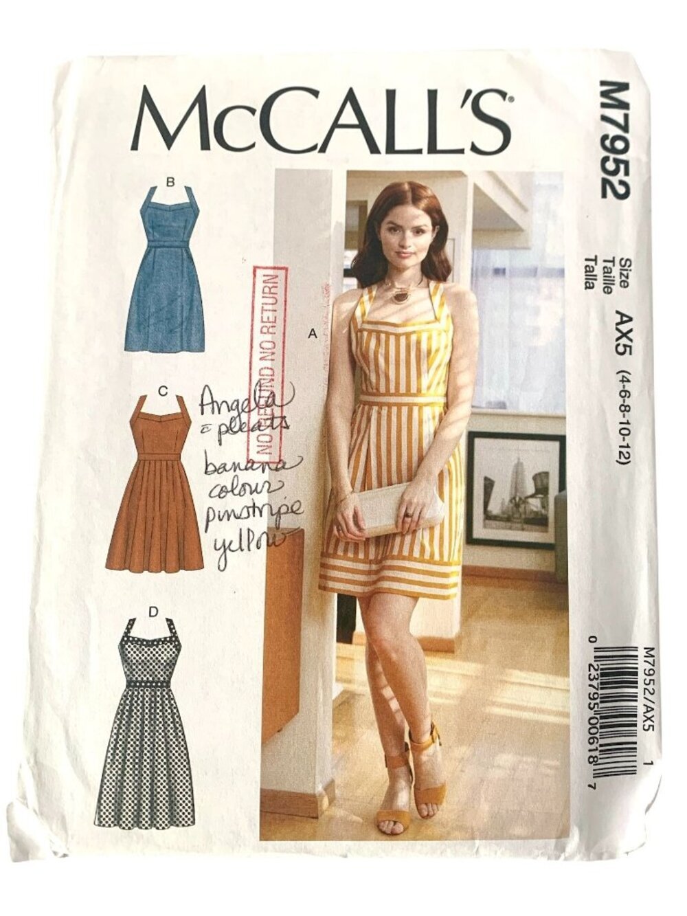 McCall's M7952 Sewing Pattern Misses Close Fitting Bodice Dresses Pleated Skirt